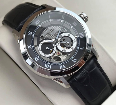  Shop Authentic Bulova BVA Classic Automatic Silver Dial Black Leather Strap Watch for Men - 96A135 - Luxxuri