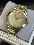  Shop Authentic Michael Kors Slim Runway Gold Dial Gold Steel Strap Watch for Women - MK3335 - Luxxuri