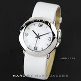  Shop Authentic Marc Jacobs Amy White Dial White Leather Strap Watch for Women - MBM1136 - Luxxuri