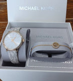  Shop Authentic Michael Kors Pyper Quartz Silver Dial White Leather Strap Watch For Women - MK1037 - Luxxuri
