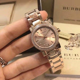  Shop Authentic Burberry The City Diamonds Rose Dial Rose Gold Steel Strap Watch for Women - BU9225 - Luxxuri