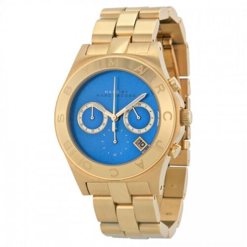  Shop Authentic Marc Jacobs Blade Chronograph Blue Dial Gold Steel Strap Watch for Women - MBM3307 - Luxxuri