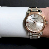  Shop Authentic Burberry The City White Dial Two Tone Steel Strap Watch for Women - BU9006 - Luxxuri
