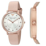  Shop Authentic Emporio Armani Kappa Rose Gold & White Dial Beige Nude Leather Strap Watch For Women - AR2510 - Luxxuri