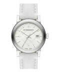  Shop Authentic Burberry The City White Dial White Leather Strap Watch for Women - BU9128 - Luxxuri