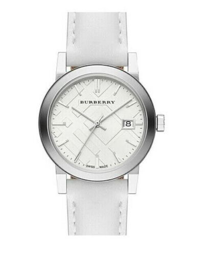  Shop Authentic Burberry The City White Dial White Leather Strap Watch for Women - BU9128 - Luxxuri