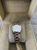  Shop Authentic Burberry The City White Dial Rose Gold Steel Strap Watch for Women - BU9204 - Luxxuri