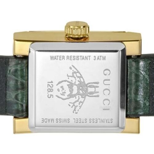 Shop Authentic Gucci G Frame Double Mother of Pearl Dial Green Leather Strap Watch For Women - YA128525 - Luxxuri