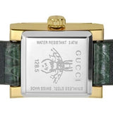  Shop Authentic Gucci G Frame Double Mother of Pearl Dial Green Leather Strap Watch For Women - YA128525 - Luxxuri