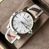  Shop Authentic Burberry The City Silver Dial Brown Leather Strap Watch for Women - BU9136 - Luxxuri
