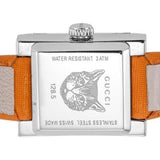  Shop Authentic Gucci G-Frame Square Mother of Pearl Orange Dial Orange Leather Strap Watch For Women - YA128532 - Luxxuri