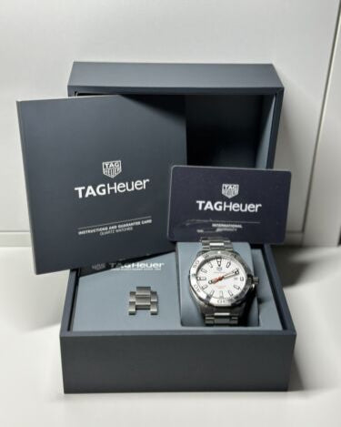  Shop Authentic Tag Heuer Aquaracer Quartz White Dial Silver Steel Strap Watch for Men - WBD1111.BA0928 - Luxxuri