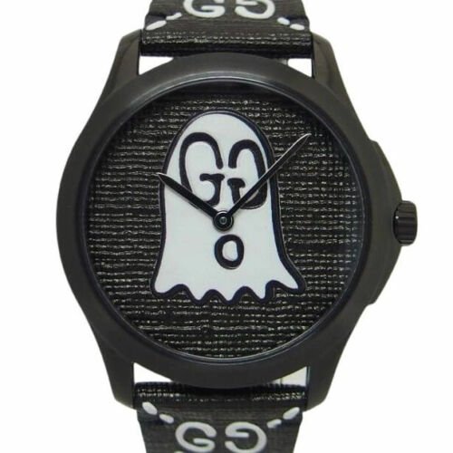  Shop Authentic Gucci G Timeless Ghost Black Dial Black Leather Strap Watch For Men - YA1264018 - Luxxuri