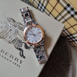  Shop Authentic Burberry The City White Dial Two Tone Steel Strap Watch for Women - BU9105 - Luxxuri
