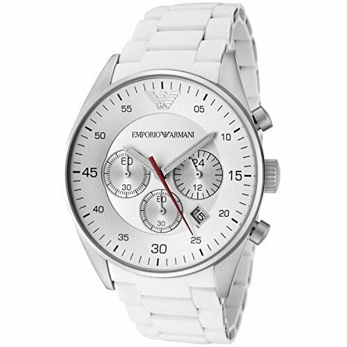  Shop Authentic Emporio Armani Sport Chronograph White Dial White Silicone Strap Watch For Men - AR5859 - Luxxuri