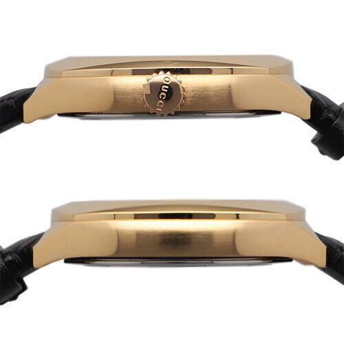  Shop Authentic Gucci GG2570 Quartz Black Dial Black Leather Strap Watch For Men - YA142309 - Luxxuri