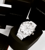  Shop Authentic Emporio Armani Ceramic Chronograph White Dial White Ceramic Strap Watch For Men - AR1424 - Luxxuri