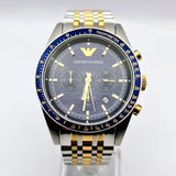  Shop Authentic Emporio Armani Tazio Chronograph Blue Dial Two Tone Stainless Steel Watch For Men - AR6088 - Luxxuri