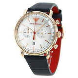  Shop Authentic Emporio Armani Aviator Silver Dial Blue Leather Strap Watch For Men - AR11123 - Luxxuri