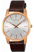  Shop Authentic Calvin Klein City Silver Dial Brown Leather Strap Watch For Men - K2G21629 - Luxxuri