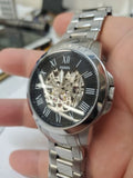  Shop Authentic Fossil Grant Skeleton Black Dial Silver Steel Strap Watch for Men - ME3055 - Luxxuri