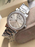  Shop Authentic Burberry The City Diamonds Silver Dial Silver Steel Strap Watch for Women - BU9220 - Luxxuri