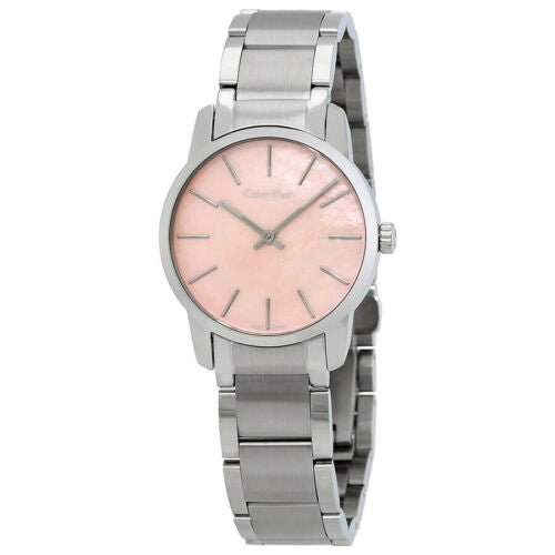  Shop Authentic Calvin Klein City Pink Mother of Pearl Dial Stainless Steel Strap Watch For Women - K2G2314E - Luxxuri