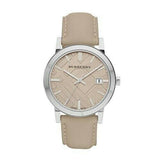 Shop Authentic Burberry The City Silver Dial Beige Leather Strap Unisex Watch - BU9010 - Luxxuri