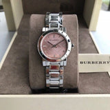  Shop Authentic Burberry The City Diamonds Pink Dial Silver Steel Strap Watch for Women - BU9223 - Luxxuri