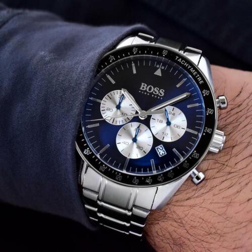  Shop Authentic Hugo Boss Chronograph Blue Dial Silver Steel Strap Watch for Men - 1513630 - Luxxuri