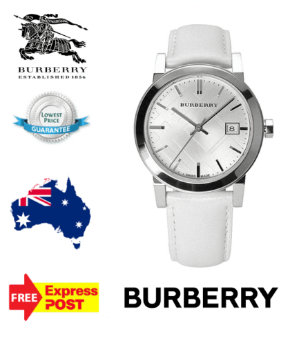  Shop Authentic Burberry The City White Dial White Leather Strap Watch for Women - BU9128 - Luxxuri