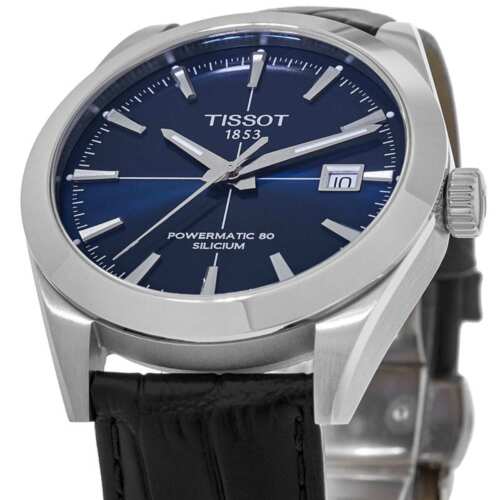  Shop Authentic Tissot Gentleman Powermatic 80 Silicium Blue Dial Black Leather Strap Watch For Men - T127.407.16.041.01 - Luxxuri