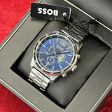  Shop Authentic Hugo Boss Professional Chronograph Blue Dial Silver Steel Strap Watch for Men - 1513527 - Luxxuri