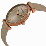  Shop Authentic Emporio Armani Gianni T Bar Gunmetal Dial Beige Leather Strap Watch For Women - AR1681 - Luxxuri