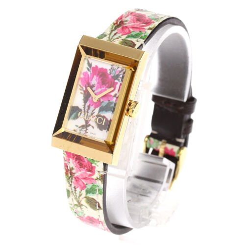  Shop Authentic Gucci G-Frame Floral Mother of Pearl Dial White Leather Strap Watch For Women - YA147406 - Luxxuri