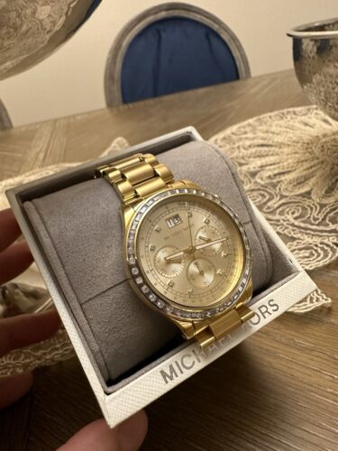  Shop Authentic Michael Kors Brinkley Diamonds Gold Dial Gold Steel Strap Watch for Women - MK6187 - Luxxuri