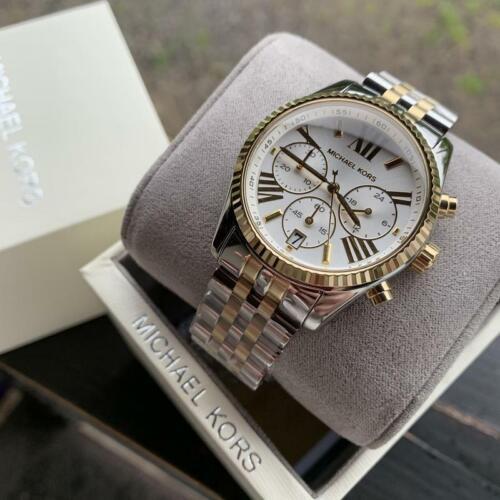  Shop Authentic Michael Kors Lexington Silver Dial Two Tone Steel Strap Watch for Women - MK5955 - Luxxuri