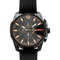  Shop Authentic Diesel Mega Chief Chronograph Black Dial Black Leather Strap Watch For Men - DZ4291 - Luxxuri