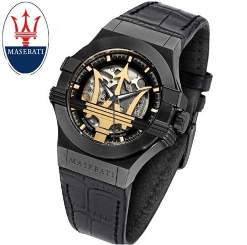  Shop Authentic Maserati Potenza Skeleton Limited Edition Black Dial Black Leather Strap Watch For Men - R8821108027 - Luxxuri