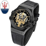  Shop Authentic Maserati Potenza Skeleton Limited Edition Black Dial Black Leather Strap Watch For Men - R8821108027 - Luxxuri
