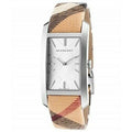  Shop Authentic Burberry The Pioneer Silver Dial Haymarket Beige Leather Strap Watch for Women - BU9406 - Luxxuri