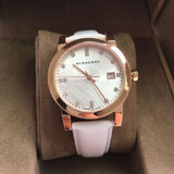  Shop Authentic Burberry The City Diamonds White Dial White Leather Strap Watch for Women - BU9130 - Luxxuri