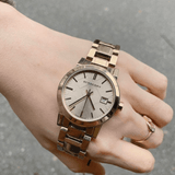 Shop Authentic Burberry The City Gold Dial Gold Steel Strap Watch for Women - BU9134 - Luxxuri