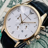  Shop Authentic Emporio Armani Classic Chronograph White Dial Black Leather Strap Watch For Men - AR1892 - Luxxuri
