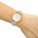  Shop Authentic Emporio Armani T Bar Gianni Classic Mother Of Pearl Dial Two Tone Steel Strap Watch For Women - AR1683 - Luxxuri