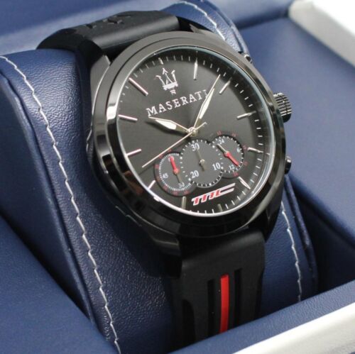  Shop Authentic Maserati Traguardo Chronograph Black Dial Black Rubber Strap Watch For Men - R8871612004 - Luxxuri