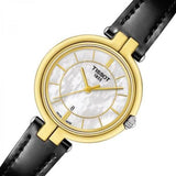  Shop Authentic Tissot Flamingo Mother of Pearl White Dial Black Leather Strap Watch For Women - T094.210.26.111.00 - Luxxuri