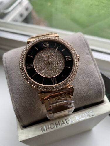  Shop Authentic Michael Kors Catlin Black Dial Rose Gold Steel Strap Watch for Women - MK3339 - Luxxuri