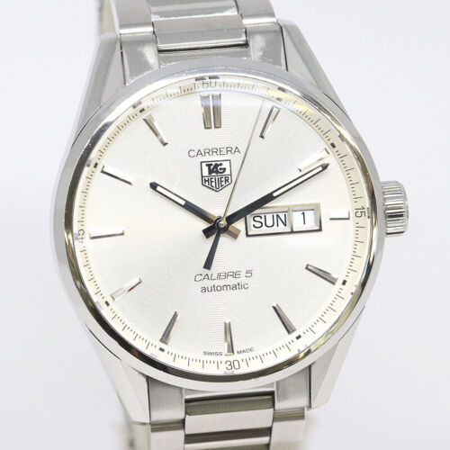  Shop Authentic Tag Heuer Carrera Calibre 5 Automatic White Dial Silver Steel Strap Watch for Men - WAR201B.BA0723 - Luxxuri