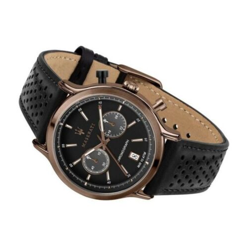  Shop Authentic Maserati Legend Chronograph Black Dial Black Leather Strap Watch For Men - R8871638001 - Luxxuri